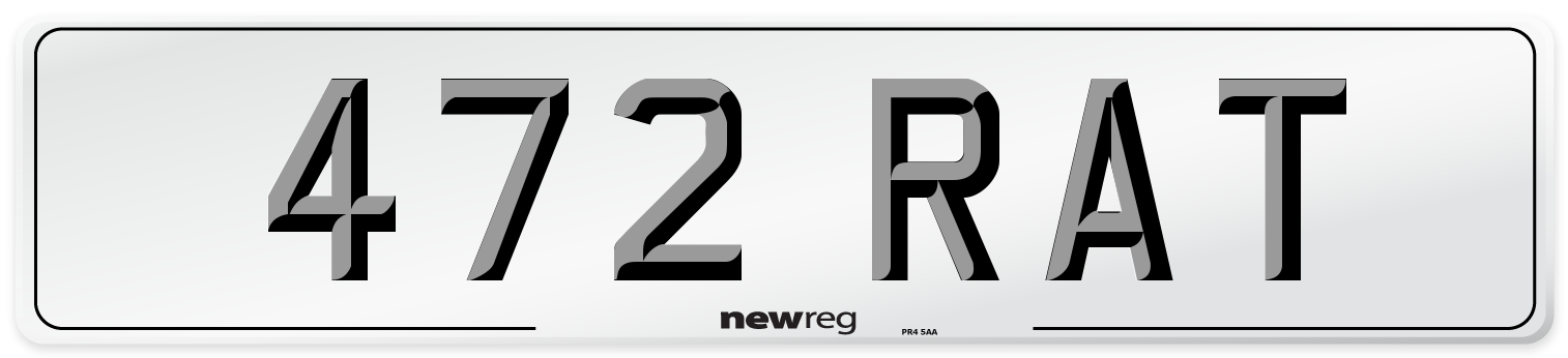 472 RAT Number Plate from New Reg